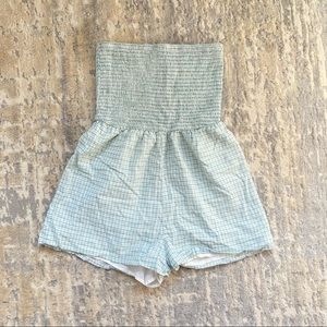 Forever 21 Sage green/white Plaid Jumpsuit